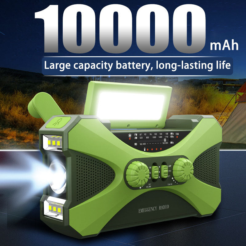3 In 1 Portable Radio Hand Crank AM-FM-NOAA Emergency Reading Lamp Flashlight Solar Charging Power Bank Support SOS