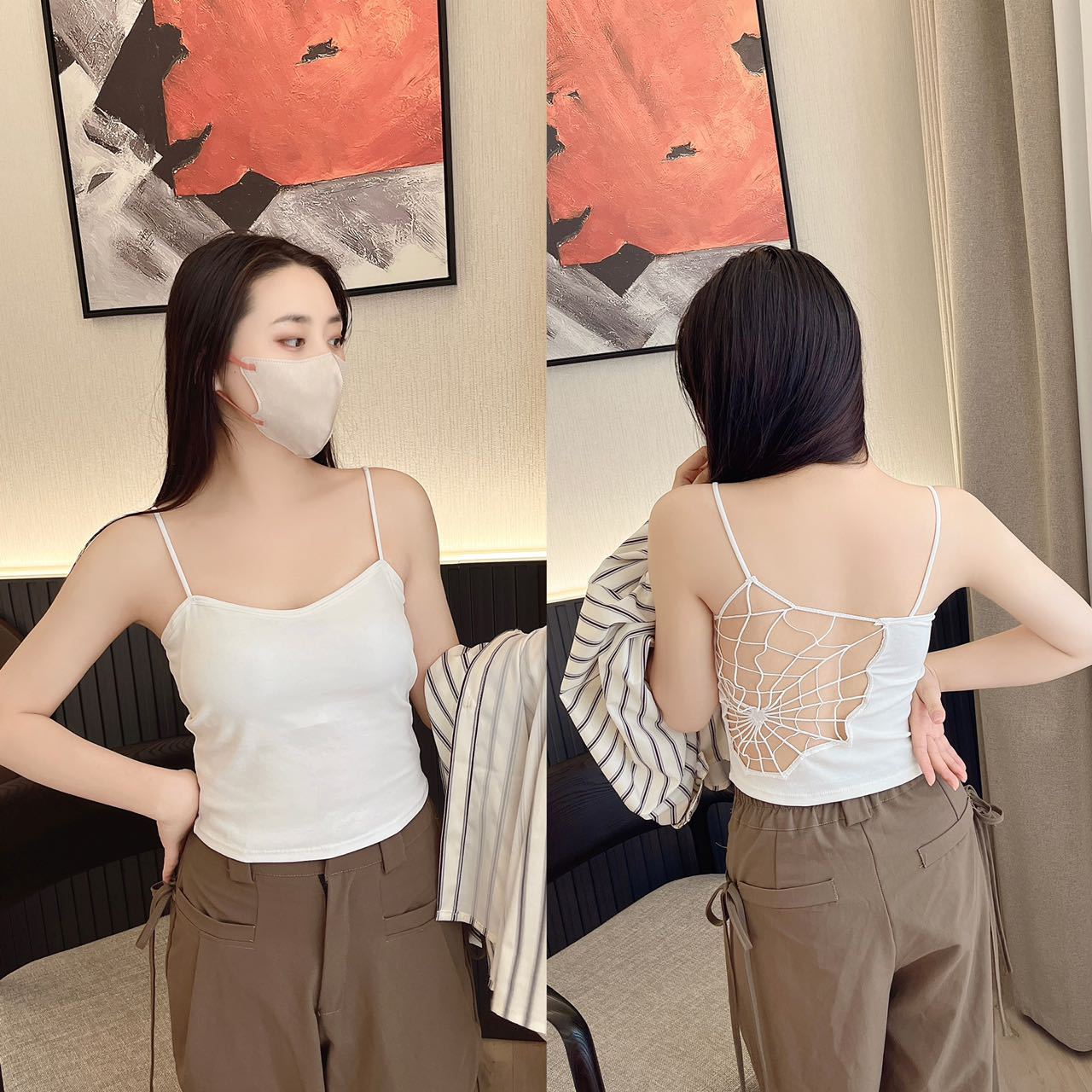 Spider Web Beauty Back Small With Braces And Breast Pad One-piece Vest