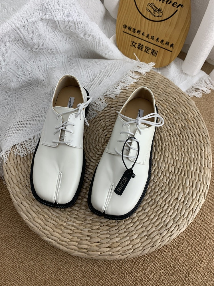 English Style Horseshoe Flat Sole Small Leather Shoes For Women