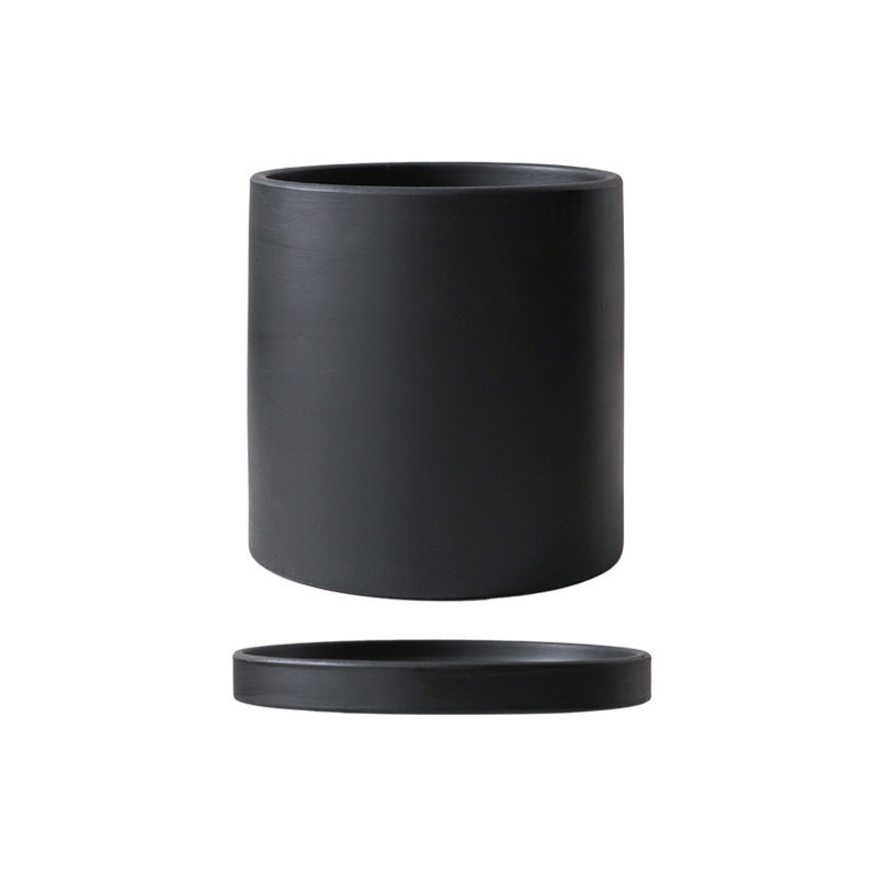 Ceramic Flowerpot With Straight Tube And Tray