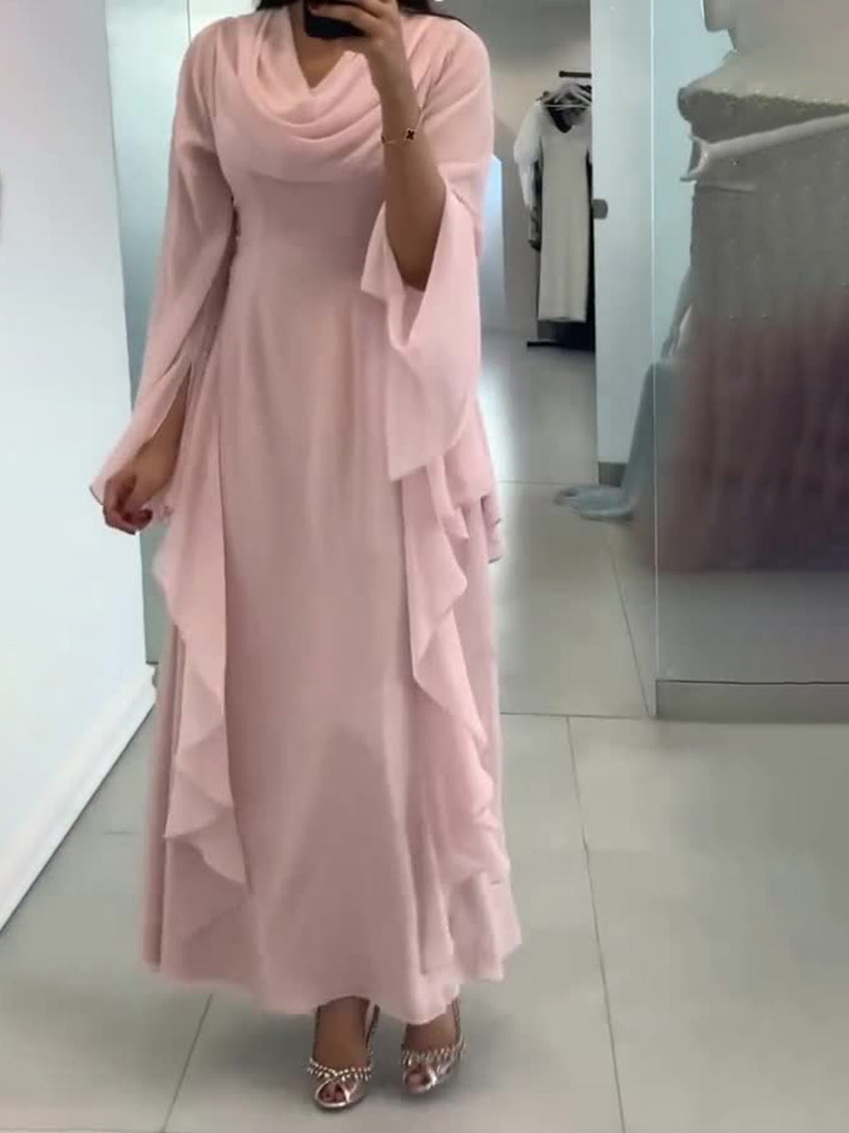 Women's Cascading Collar Wooden Ear Fairy Lady Gentle Long Temperament Dress