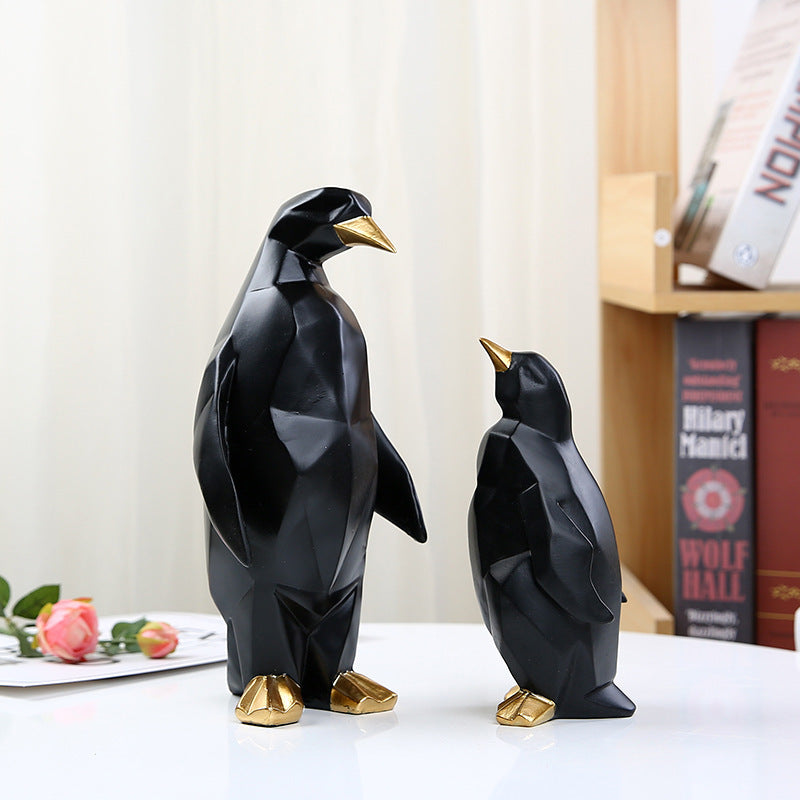 Creative Geometric Penguin Modeling Resin Craft Ornament