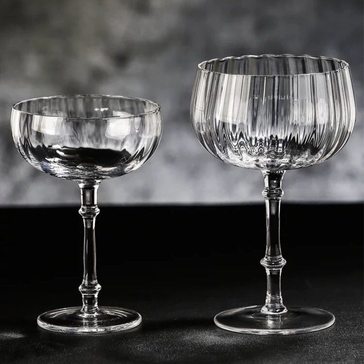 Cocktail Glass Special Drink Cup Wide Mouth Dessert High Tube Cup Wave Pattern