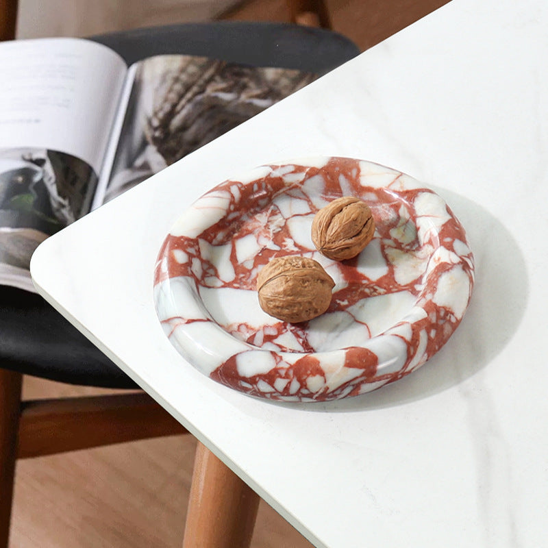 Household Fashion Natural Marble Round Fruit Plate