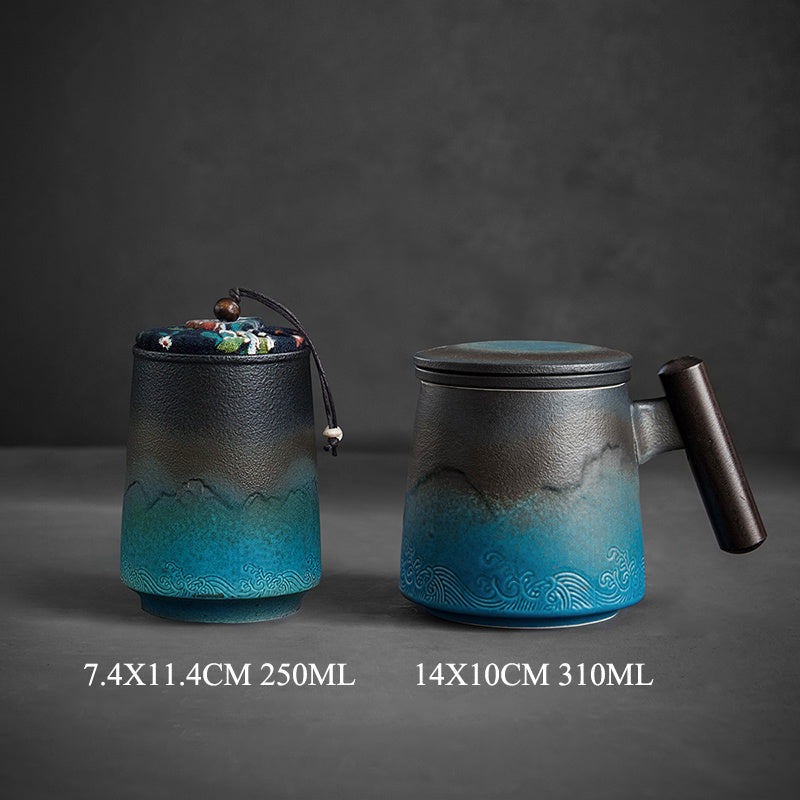 Filter Tea Cup with Lid Office Tea Cup