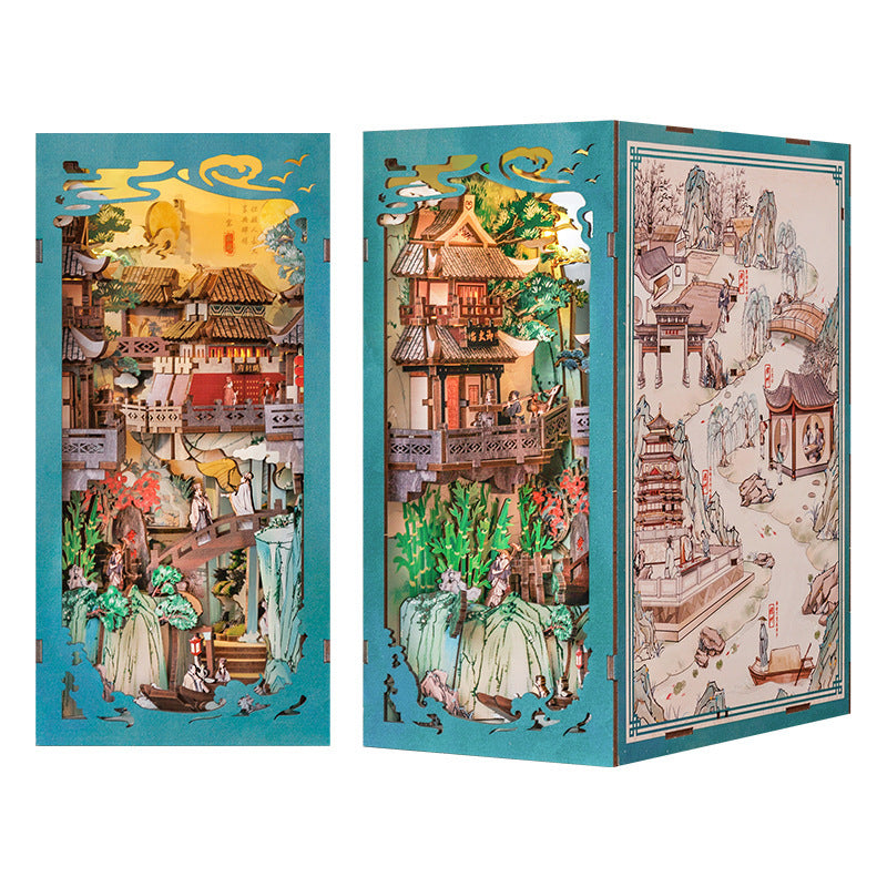 Dongpo Zhiyi Diy Wooden 3d Stereo Hand-assembled Book Stand Model Building Toy