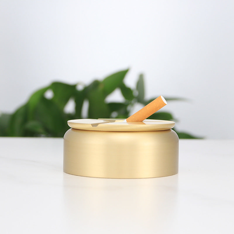 Creative Home Office With Cover Anti-Flying Brass Ashtray