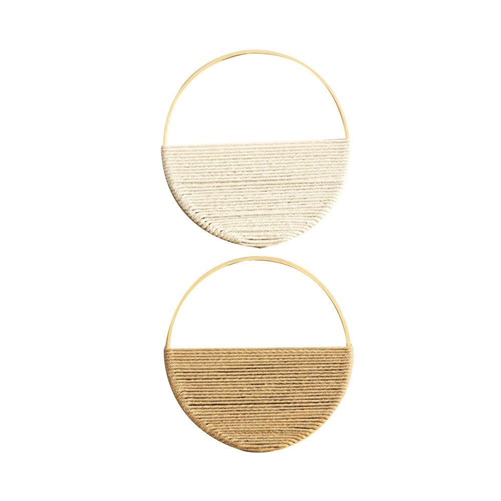 Bohemian Two Tone Bamboo Ring Hand Woven Wall Hanging