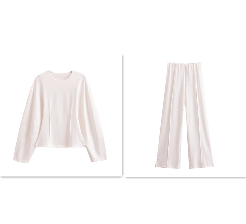 European And American Style Double-sided Cloth Round Neck Top Casual Pants