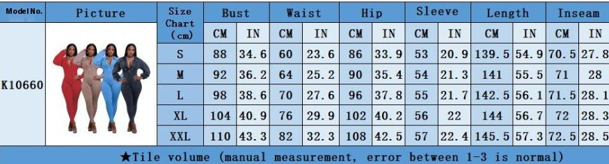 Women's Clothing V-neck Gigot Sleeve Tight Stitching Jumpsuit