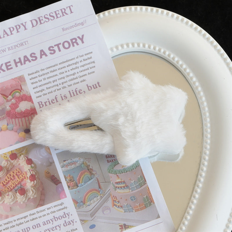 Cartoon Plush Star Hairpin Autumn And Winter