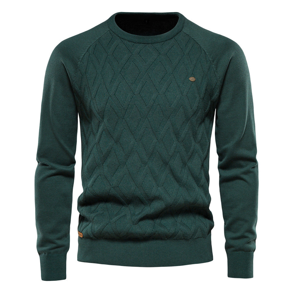 New Cotton Men's Sweater Pullover Solid Color