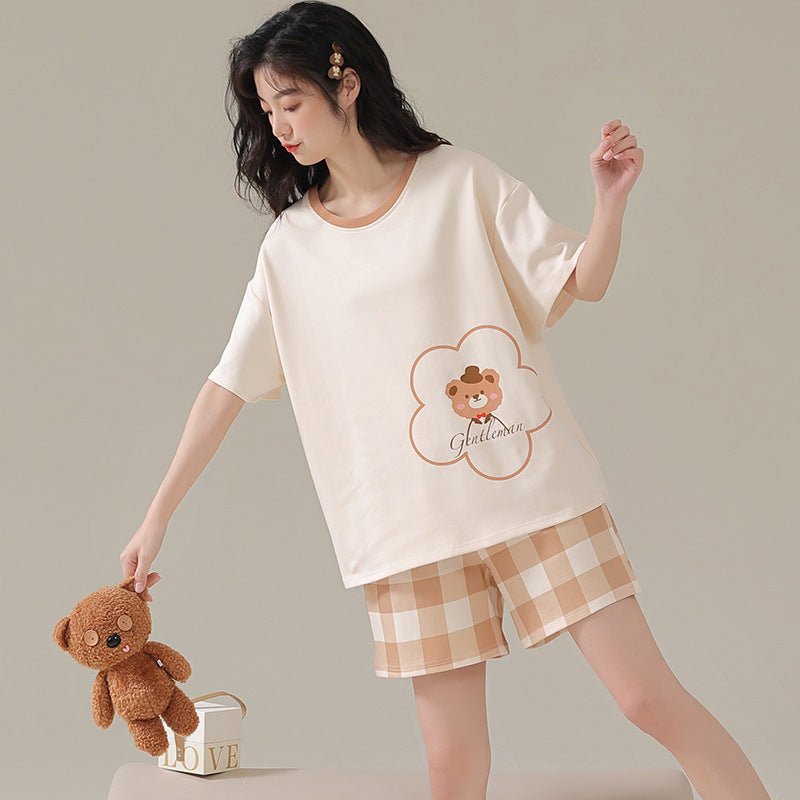 Pajamas Summer Women's Suit Pure Cotton High-grade Short-sleeved Shorts