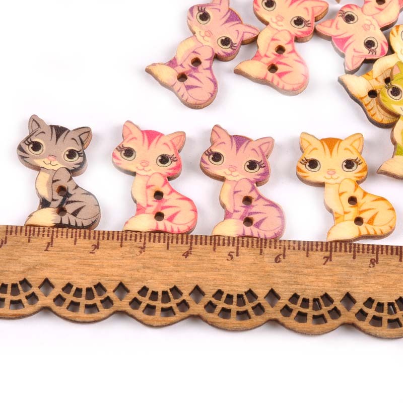 Children's Handmade Cartoon Wooden Buttons