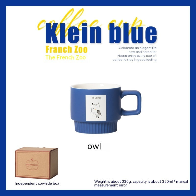 Klein Blue French Animal Coffee Cup Ceramic Latte Art Drinking