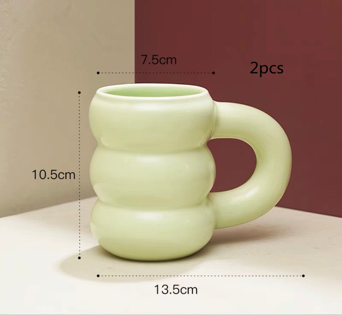 Net Red Water Cup Ceramic Mug Nordic Ins Wind Tire Mug Thick Handle High-Value Mark Mug Home