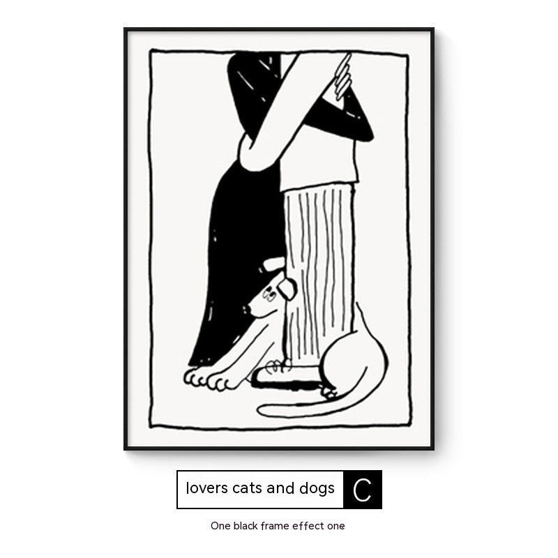 Cat And Dog Abstract Style Decorative Painting Interesting Art Style