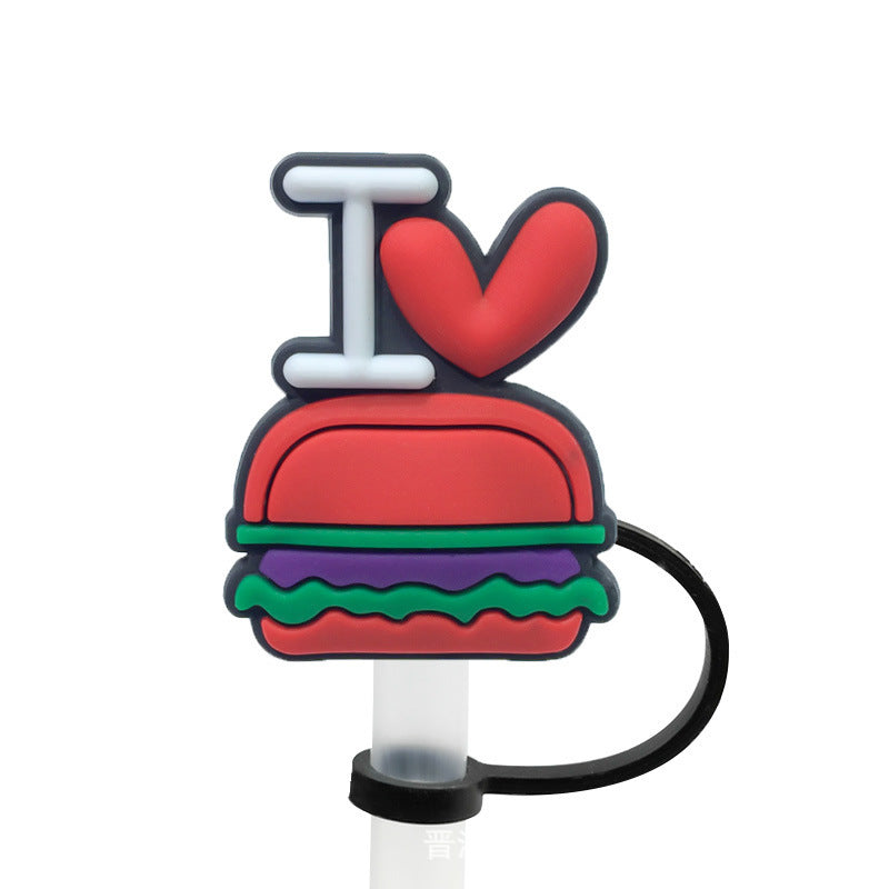 Straw Mouthpiece Silicone Dust Plug Decorative Buckle Clip Personalized Letter Label