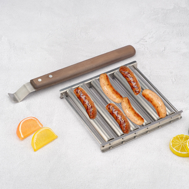 Hot Dog Rack Removable Stainless Steel Roasted Sausage Doll Rack Rolling Barbecue