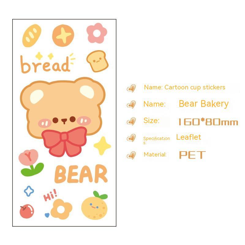 Cute Bear Clear Water Cup Stickers Children's Cartoon Korean Journal Material Mobile Phone Cup Decoration