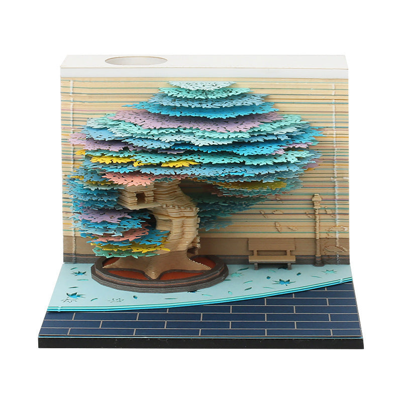 Four Seasons Tree Tree Planting Festival 3D Stereo Notepad Paper Carving