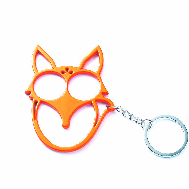 Fox Shaped Key-chain Metal Double Finger Lock Outdoor Self-defense Supplies Multifunctional