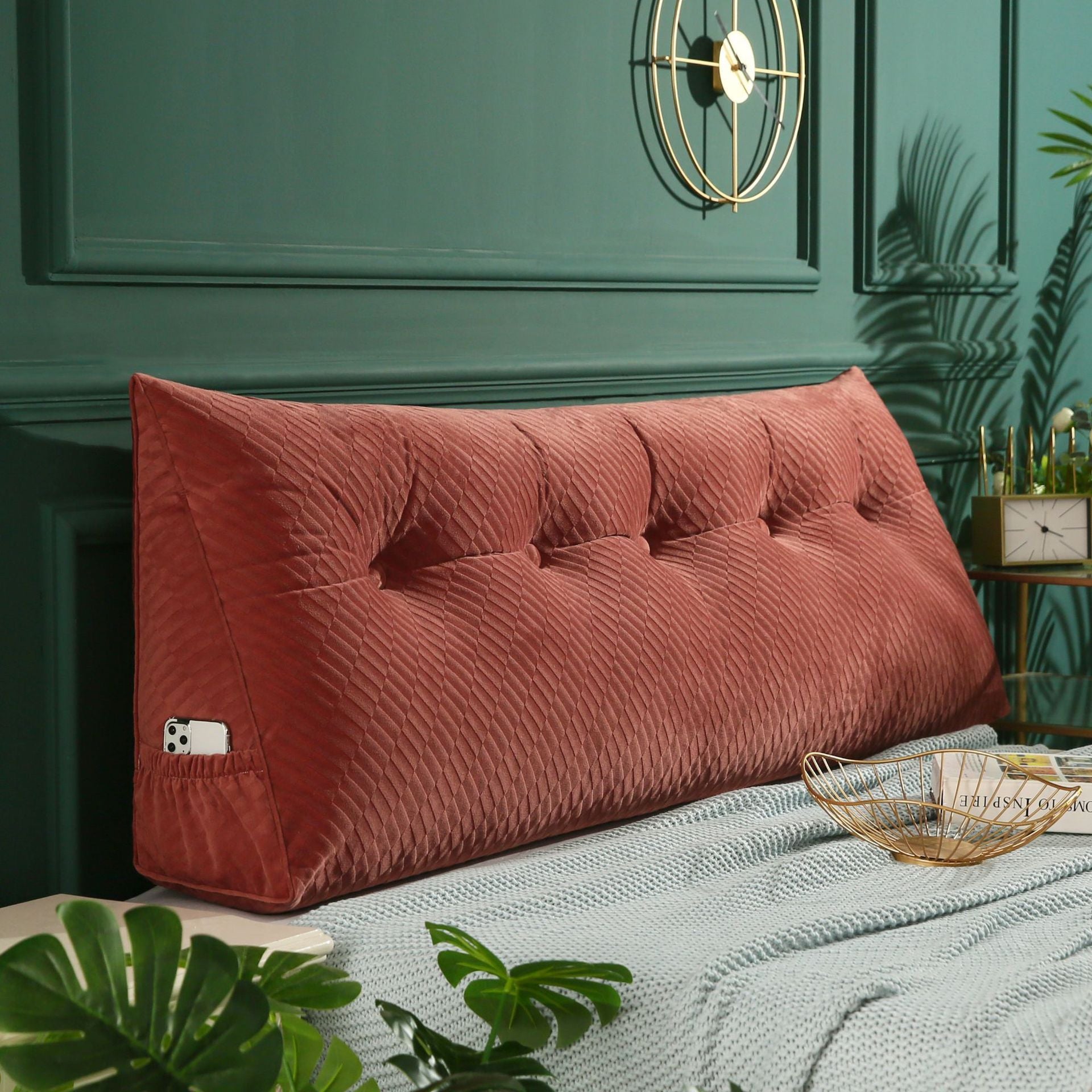 Three Dimensional Velvet Triangle Big Cushion Bedside Cushion Can Be