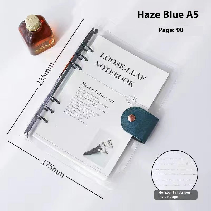 Simple Transparent Pvc Transparent Shell Loose Spiral Notebook Removable