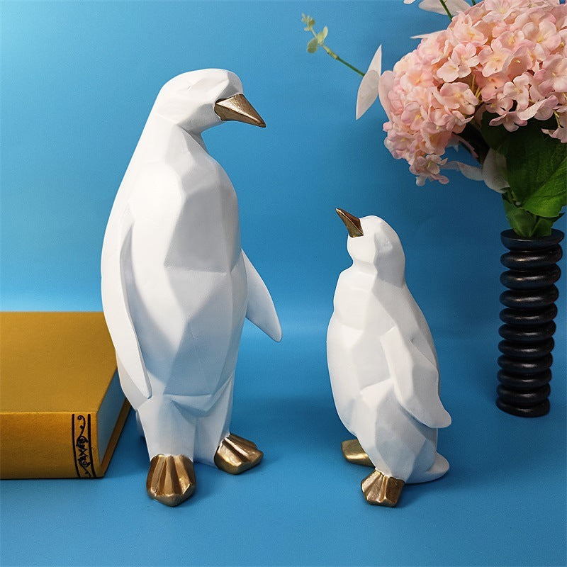 Creative Geometric Penguin Modeling Resin Craft Ornament