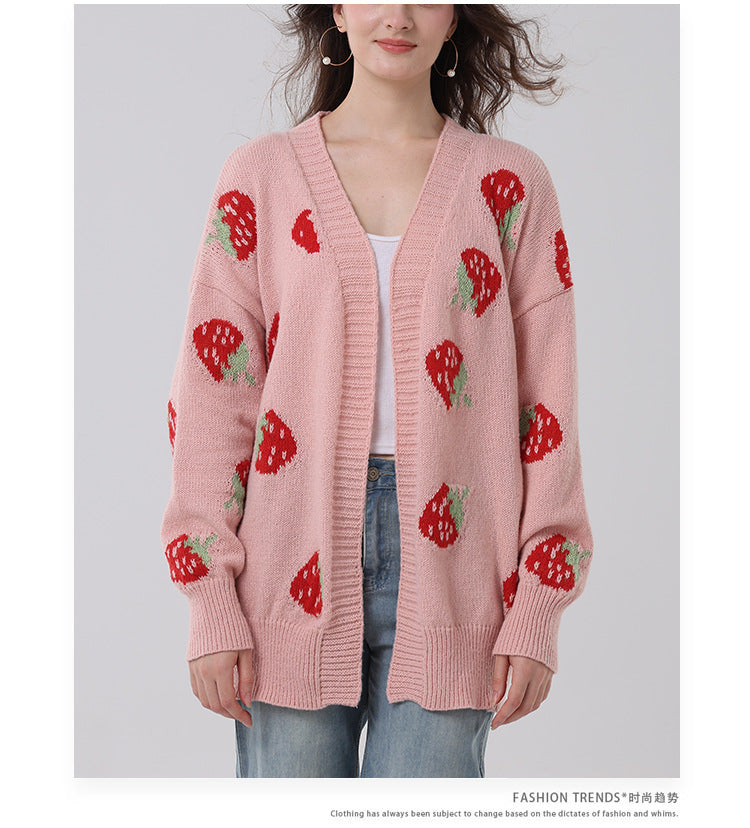 Women's Comfort And Casual Strawberry Sweater