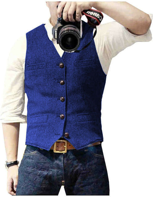 Slim-fit Herringbone Vest Casual Business Professional Formal Wear Groomsmen
