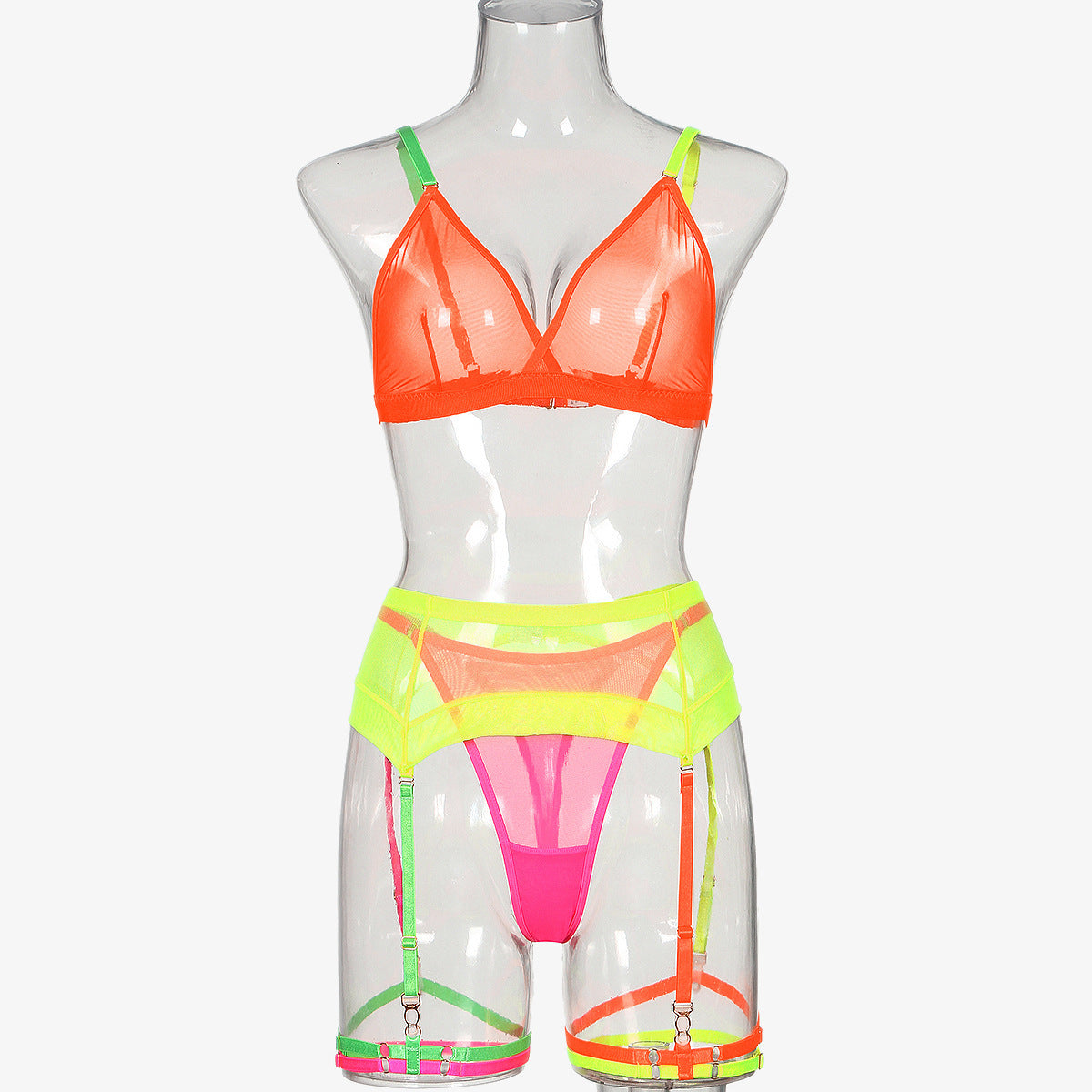 Mesh Contrast Color Triangle Cup Sexy Bodybuilding Underwear