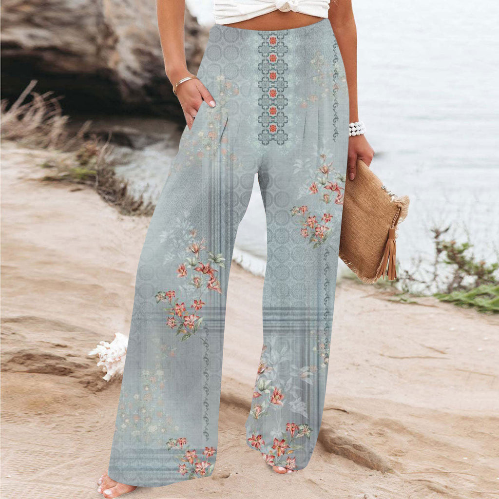 Elegant Series New Printed Loose High Waist Casual Wide Leg Pants
