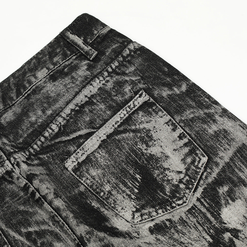 Fashion Punk Painting Dirty Jeans Men