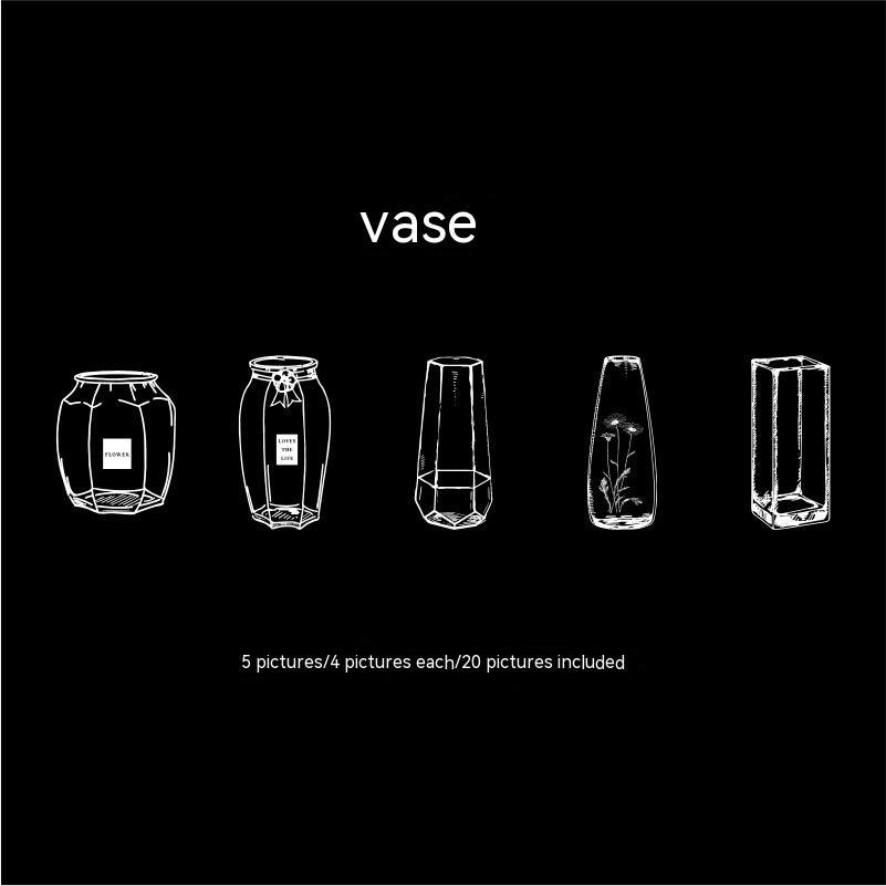 Dried Flower Bookmark Creative Glass Bottle Container PET Sticker Bookmark