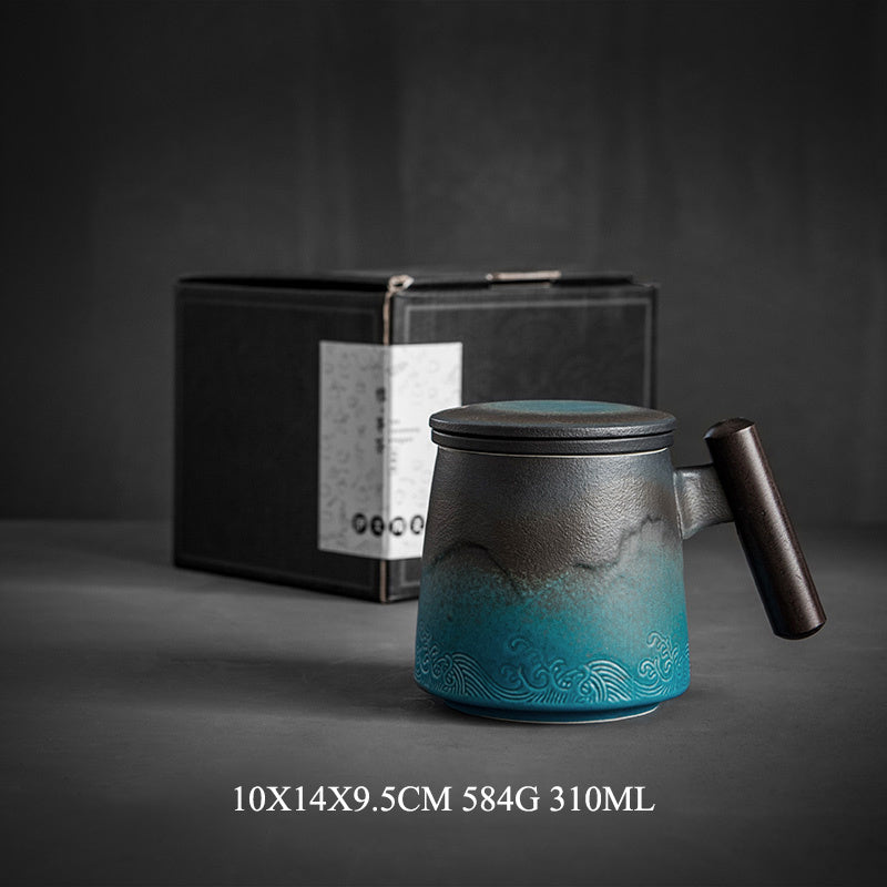 Filter Tea Cup with Lid Office Tea Cup