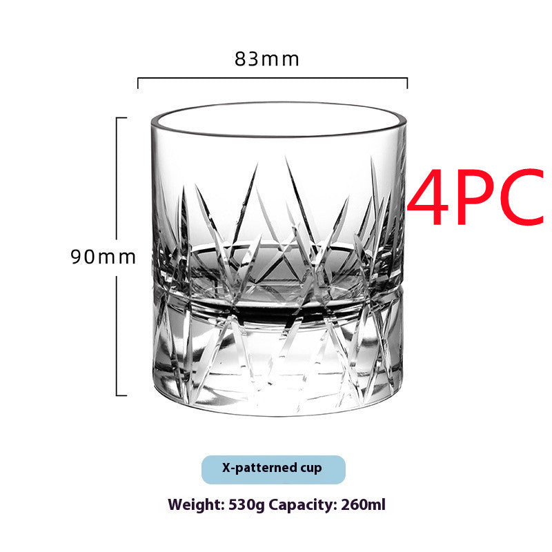 Whiskey Crystal Glass Handmade Fine Carved Wine Glass Ice Hockey Wide Mouth Light Luxury Shot Glass