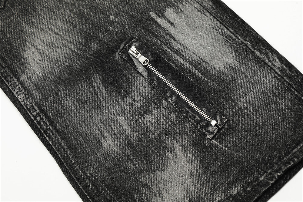 Fashion Punk Painting Dirty Jeans Men