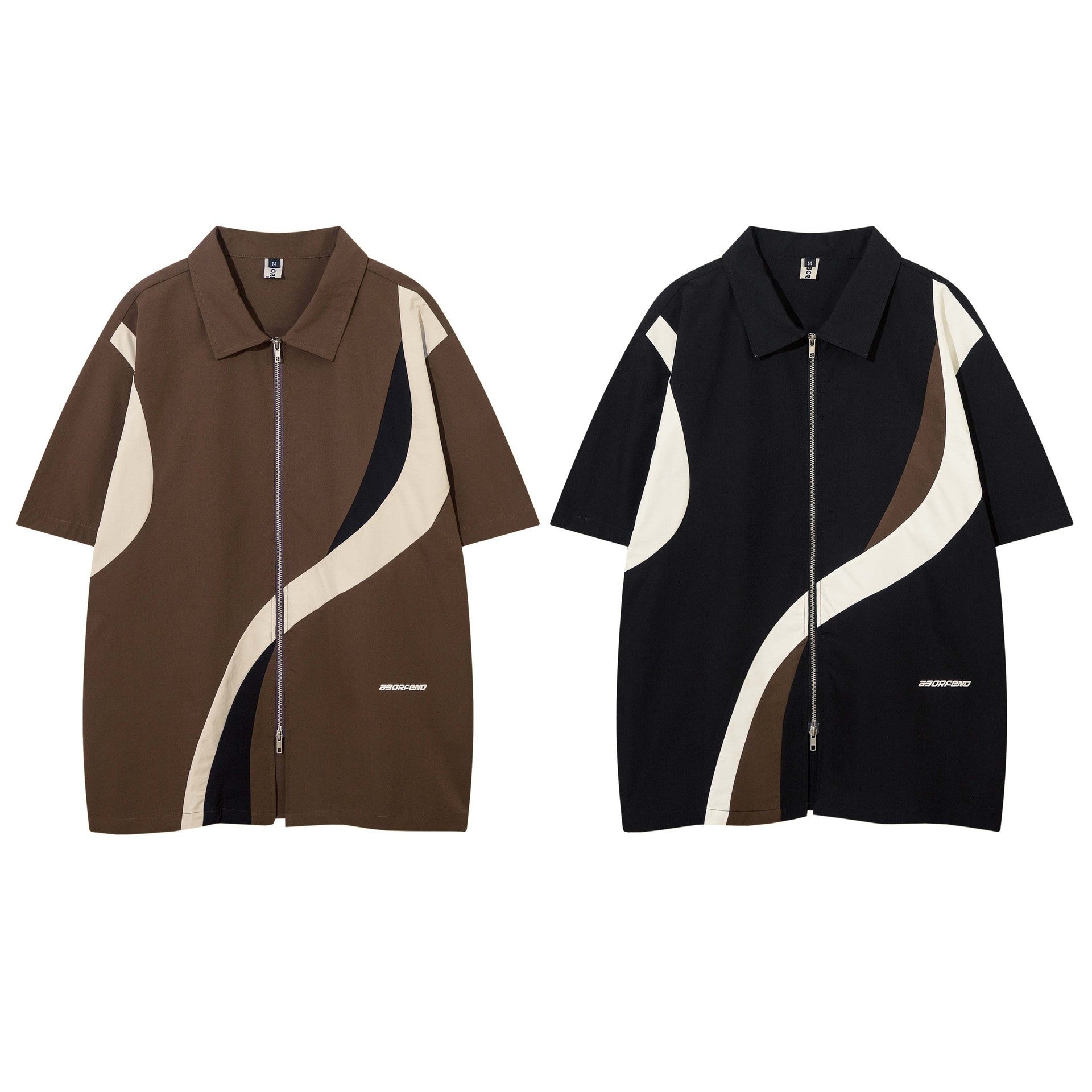 High Street American Stitching Contrast Color Zipper Lapel Lining