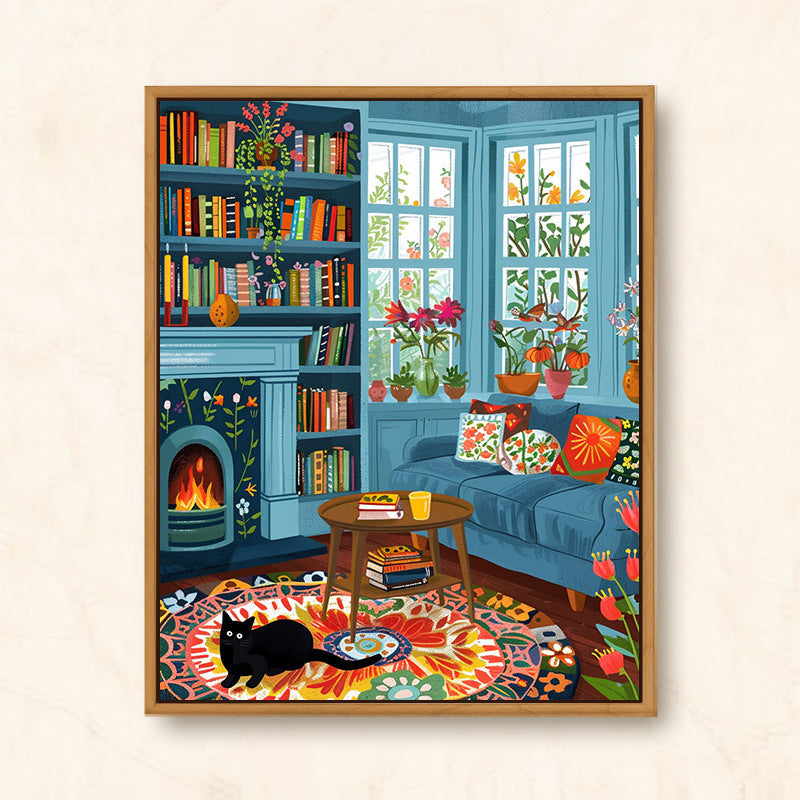 Diy Cartoon Digital Oil Painting Bedroom Paintings Cute Cat
