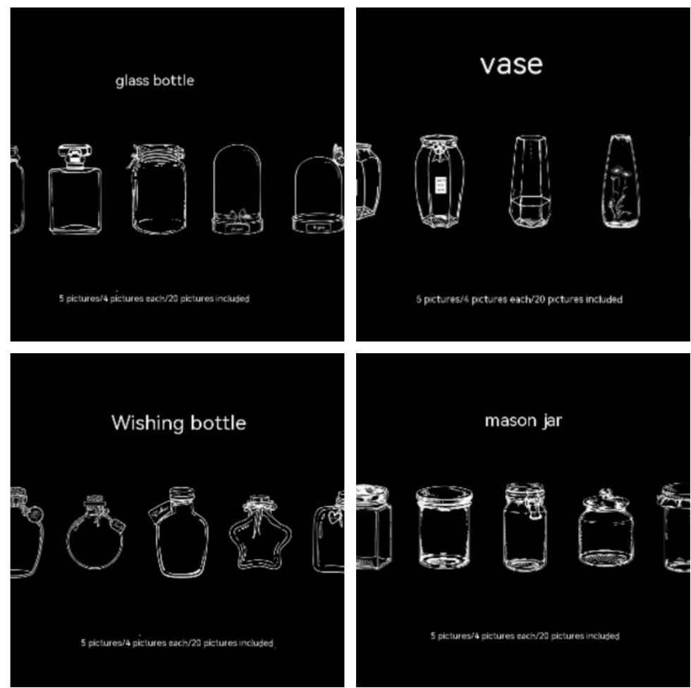 Dried Flower Bookmark Creative Glass Bottle Container PET Sticker Bookmark