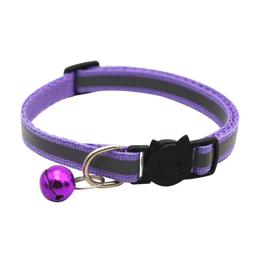 Colorful Polyester Reflective Bell Cat Jack Pet Collar