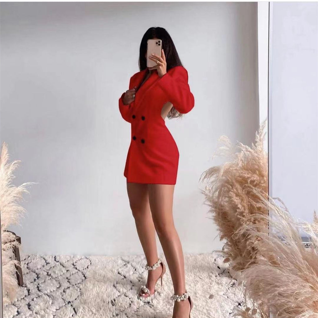 Commuter Backless Double Breasted Suit Skirt Wish