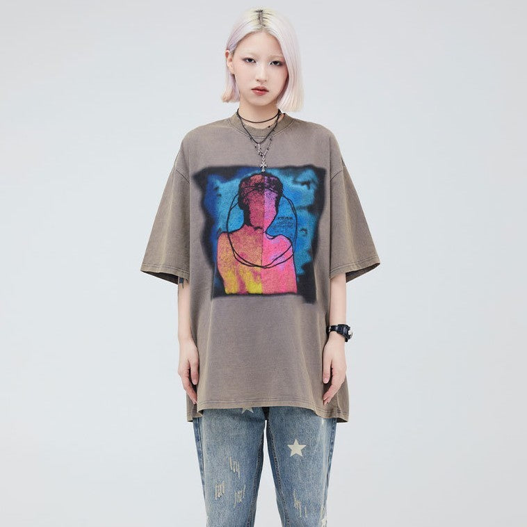 Men's Washed And Worn Short-sleeved T-shirt