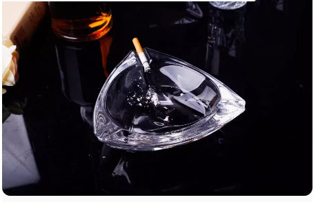 Crystal Glass Gold Rim Ashtray Prevent Fly Ash