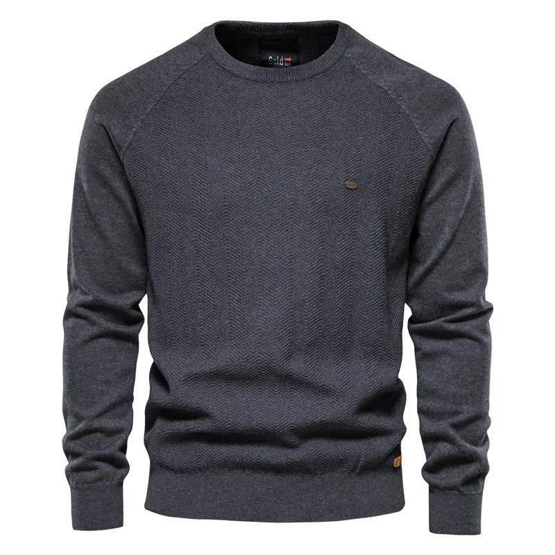 New Men's Solid Color Raglan Sleeve Sweater Casual Men's