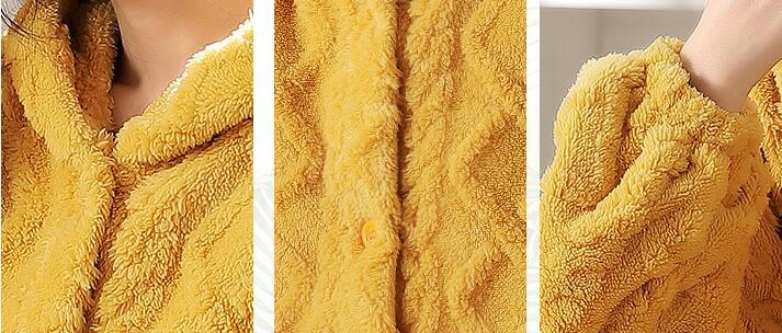 Flannel Thickened Long Jacquard Hooded Home Service Suit