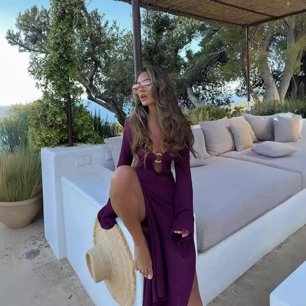 European And American Style Cutout Split Dress Women