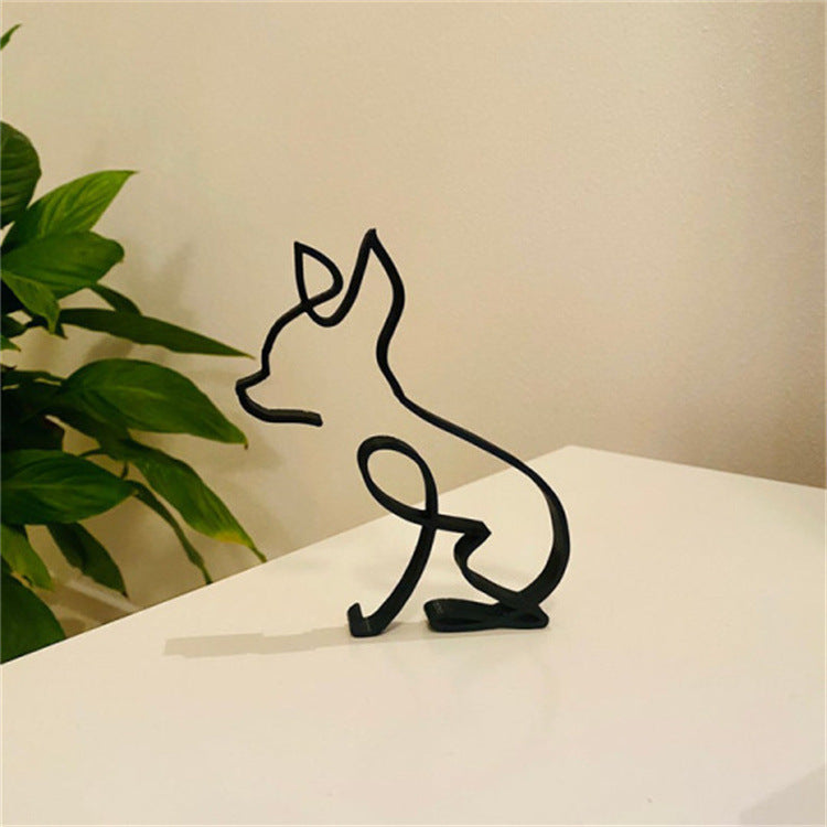Simple Metal Dog Art Sculptured Ornaments Home Decoration