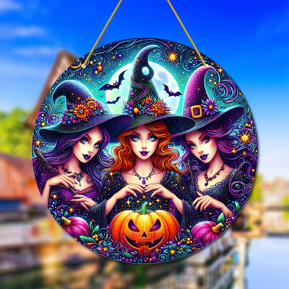 Acrylic Halloween Witch Pendant Color Disc Wall Decorations
